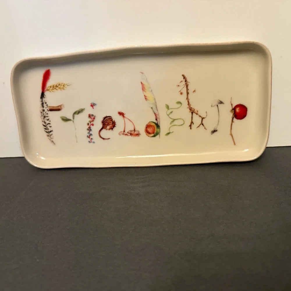 JULISKA FOREST WALK FRIENDSHIP TRAY SERVEWARE PORTUGAL CREAM RECTANGLE 10.5”